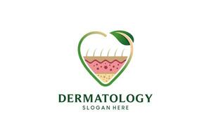 dermatologi logotyp design med begrepp av mjuk hud i kreativ kärlek vektor