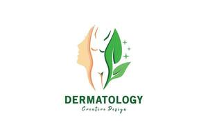 dermatologi logotyp design, vektor symbol för naturlig skönhet kropp och ansikte vård