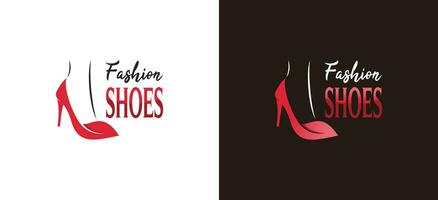 naturlig kvinnor mode sko logotyp design, elegant hög häl sandal vektor