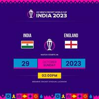 icc Herren Kricket Welt Tasse 2023 Zeitplan Indien vs. England vektor