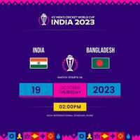 icc Herren Kricket Welt Tasse 2023 Zeitplan Indien vs. Bangladesch vektor