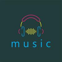 Musik- Logo mit Kopfhörer und Musik- Anmerkungen vektor