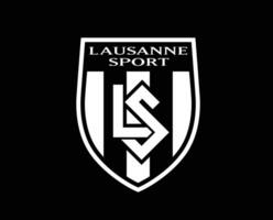 lausanne sport klubb logotyp symbol vit schweiz liga fotboll abstrakt design vektor illustration med svart bakgrund