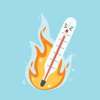 das brennende Fieberthermometer als Symbol für Fieber und hohe Temperatur vektor