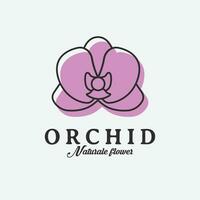 orkide blomma logotyp ikon enkel design, orkide bild linje konst. vektor