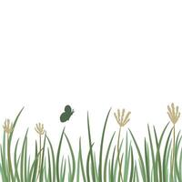 Grün Gras Wiese und Schmetterling Hintergrund. wild Gras Illustration vektor