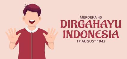 gratulationskort för indonesiens självständighetsdag vektor