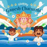 ganesh chaturthi firande på floden vektor