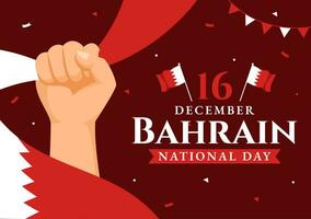 Bahrain National Tag oder Unabhängigkeit Vektor Illustration auf 16 .. von Dezember mit wellig Flagge im eben patriotisch Urlaub Karikatur Hintergrund Design