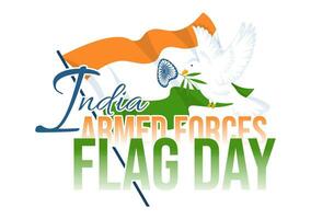 indisk väpnad krafter flagga dag vektor illustration med Indien och armén flaggor i nationell Semester platt tecknad serie bakgrund design