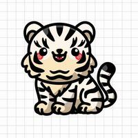 söt vit tiger djur- illustration vektor