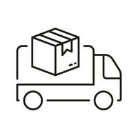 Lieferung Bedienung LKW Linie Symbol. Ladung van zum Paket Box Transport linear Piktogramm. Fahrzeug Versand Symbol. Verteilung und logistisch unterzeichnen. editierbar Schlaganfall. isoliert Vektor Illustration.