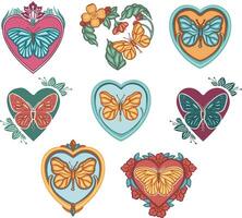 schön farbig ethnisch Liebe Schmetterlinge sind Hand gezeichnet vektor