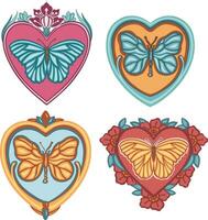 skön färgad etnisk kärlek fjärilar är hand dragen vektor