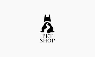 Katze und Hund Haustier Liebe Logo mit Linie Kunst Konzept Design Illustration vektor