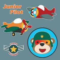 Vektor Illustration von süß Junior Pilot. können Sein benutzt zum T-Shirt Drucken, Kinder tragen Mode Entwürfe, Baby Dusche Einladung Karten und andere Dekoration.