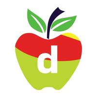 Apfel Brief d Logo Design Vorlage Vektor Bild