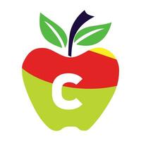 Apfel Brief c Logo Design Vorlage Vektor Bild