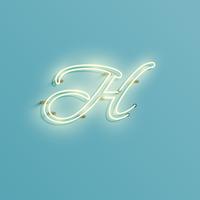 Realistisk neon karaktär från en fontset, vektor illustration