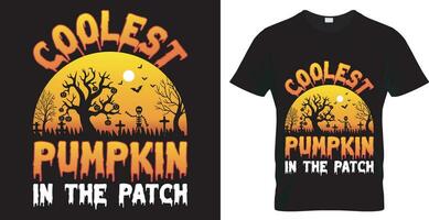 halloween typrografi vektor t-shirt design. coolaste pumpa i de lappa