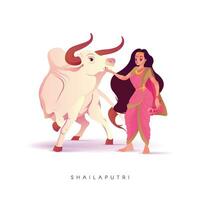 Navratri begrepp illustration, gudinna shailaputri, Lycklig Navratri vektor