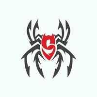 Spindel logotyp, retro årgång insekt vektor design vektor mall