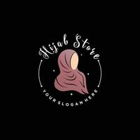 hijab logotyp design mall för muslim kvinna mode med kreativ element begrepp vektor