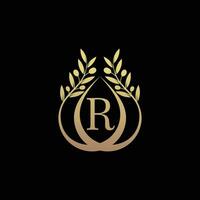 Olive Öl Logo Design kombiniert mit Initiale Brief r und kreativ Konzept vektor