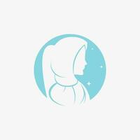hijab logotyp design mall för muslim kvinna mode med kreativ element begrepp vektor