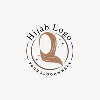 hijab logotyp design mall för muslim kvinna mode med kreativ element begrepp vektor