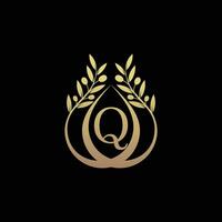 Olive Öl Logo Design kombiniert mit Initiale Brief q und kreativ Konzept vektor