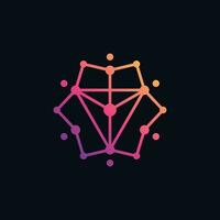 Welt Technik Logo Design mit Linie Kunst und Dreieck Konzept vektor