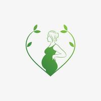 gravid kvinna ikon logotyp design vektor illustration med kreativ element begrepp