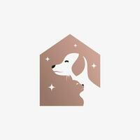 sällskapsdjur hus logotyp design med hund katt ikon logotyp och kreativ element begrepp vektor