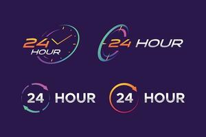 24 timme ikon tecken symbol logotyp grafisk mall lutning Färg modern stil neon ljus vektor