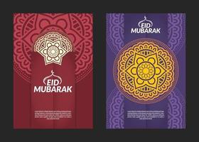 Eid Mubarak Mandala Muster Flyer Design vektor