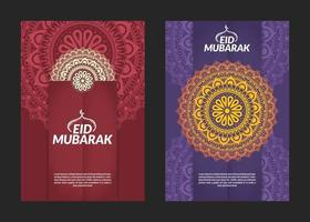 eid mubarak mandala mönster flygblad design vektor