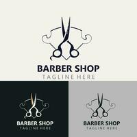 Barbier Logo Design Schere Symbol Vorlage. modern einfach Design. Friseure Werkzeuge und Friseurladen. Vektor Illustration