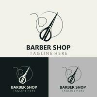 Barbier Logo Design Schere Symbol Vorlage. modern einfach Design. Friseure Werkzeuge und Friseurladen. Vektor Illustration