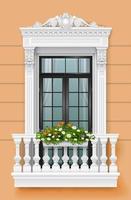 klassischer Balkon an der Fassade mit Tür vektor