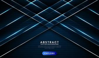 geometrischer marineblauer 3d abstrakter Hintergrund mit metallischen Linieneffekt vektor
