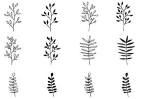 uppsättning doodle växt vektor