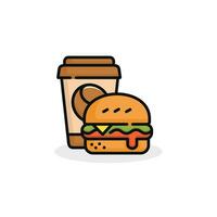 Burger und trinken Vektor Illustration. schnell Essen Symbol isoliert auf Weiß Hintergrund