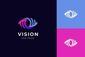 Auge Vision Logo Symbol Design Linie Kunst Stil. Medien Technologie Logo Vorlage vektor