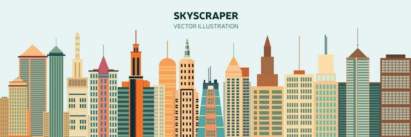 skyskrapa baner sömlös. vektor platt skyskrapor baner begrepp. vektor illustration.