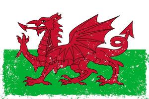 Wales Flagge Grunge betrübt Stil vektor