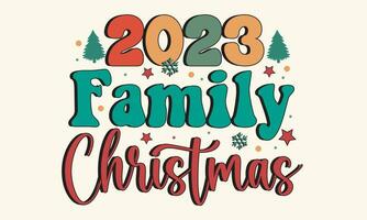 2023 Familie Weihnachten retro T-Shirt Design vektor