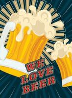 Poster von wir Liebe Bier Bier Glas mit Schaum Vektor