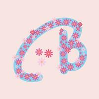 brev b dekorerad med blommor i rosa trender färger vektor