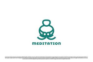 Meditation Logo Design Illustration. einfach eben Lebensstil Gesundheit Meditation beten Entspannung Verstand Seele Herz Geist Energie. einfach feminin männlich ernst modern minimalistisch Symbol Konzept Vorlage. vektor